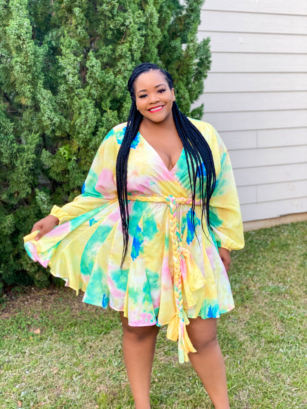 tie dye dress pastel Style & Co Tie Dye Mock Neck Dress